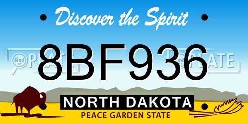 8BF936 North Dakota License Plate