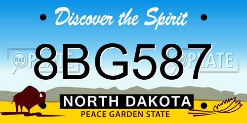 8BG587 North Dakota License Plate