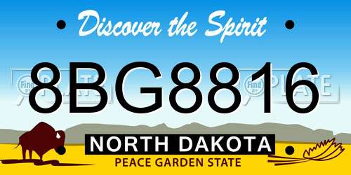 8BG8816 North Dakota License Plate