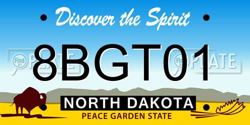 8BGT01 North Dakota License Plate
