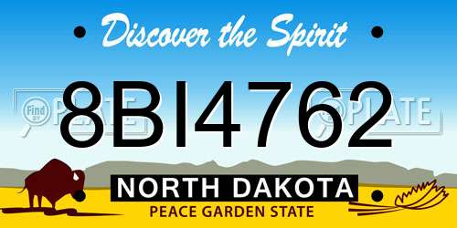 8BI4762 North Dakota License Plate