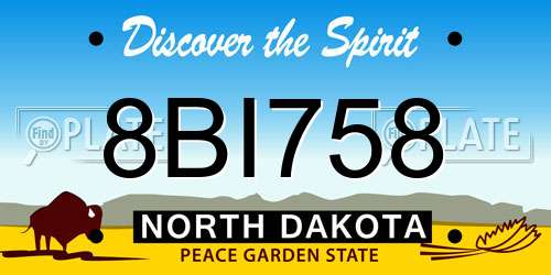 8BI758 North Dakota License Plate