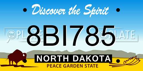 8BI785 North Dakota License Plate