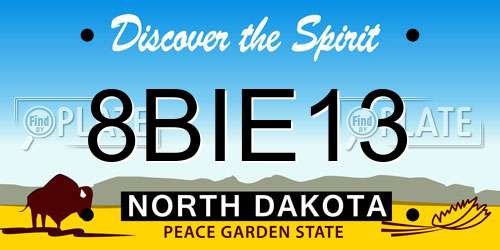 8BIE13 North Dakota License Plate