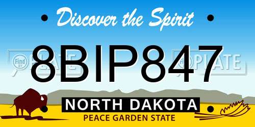 8BIP847 North Dakota License Plate