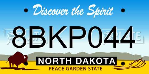 8BKP044 North Dakota License Plate