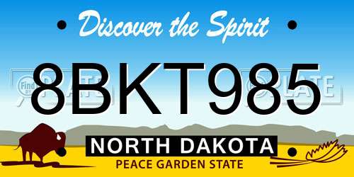 8BKT985 North Dakota License Plate