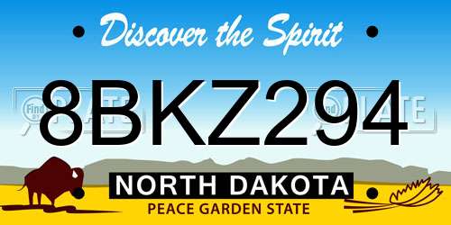 8BKZ294 North Dakota License Plate
