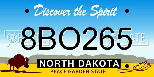 8BO265 North Dakota License Plate
