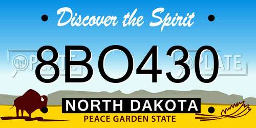 8BO430 North Dakota License Plate