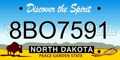 8BO7591 North Dakota License Plate