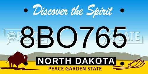 8BO765 North Dakota License Plate