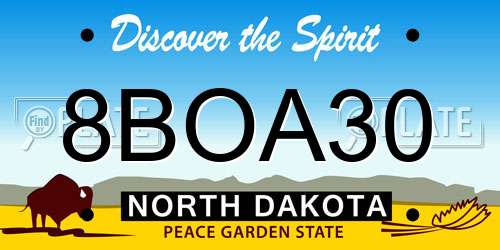 8BOA30 North Dakota License Plate