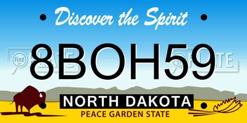 8BOH59 North Dakota License Plate