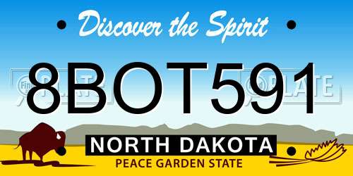 8BOT591 North Dakota License Plate