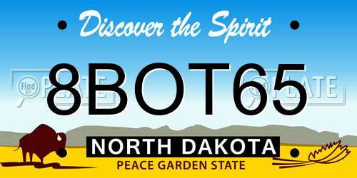 8BOT65 North Dakota License Plate