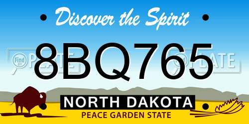 8BQ765 North Dakota License Plate