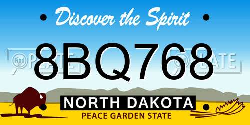 8BQ768 North Dakota License Plate
