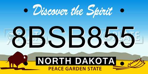 8BSB855 North Dakota License Plate