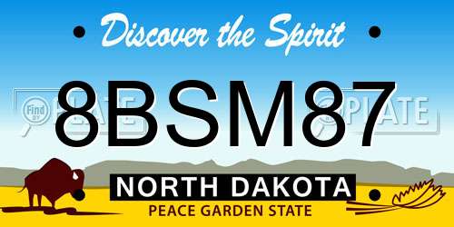 8BSM87 North Dakota License Plate