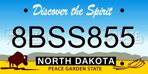 8BSS855 North Dakota License Plate
