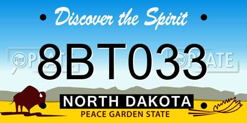 8BT033 North Dakota License Plate