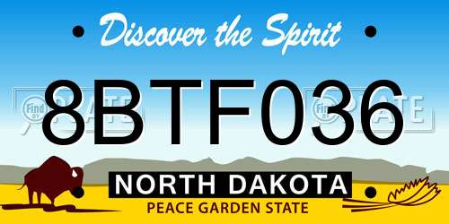8BTF036 North Dakota License Plate