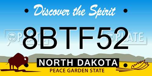 8BTF52 North Dakota License Plate