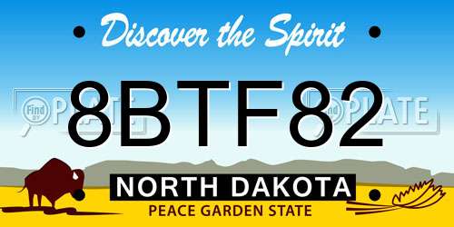 8BTF82 North Dakota License Plate
