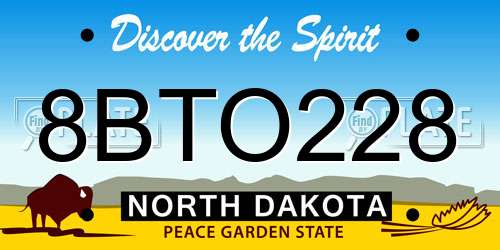 8BTO228 North Dakota License Plate
