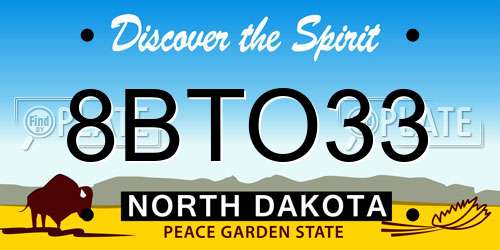8BTO33 North Dakota License Plate