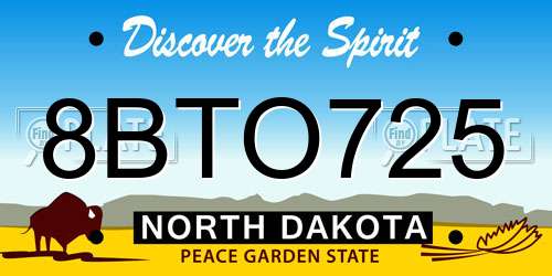 8BTO725 North Dakota License Plate