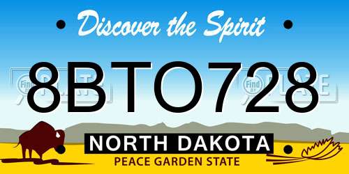 8BTO728 North Dakota License Plate