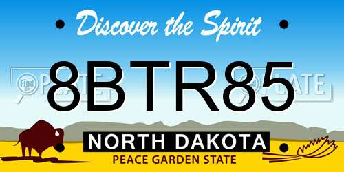 8BTR85 North Dakota License Plate