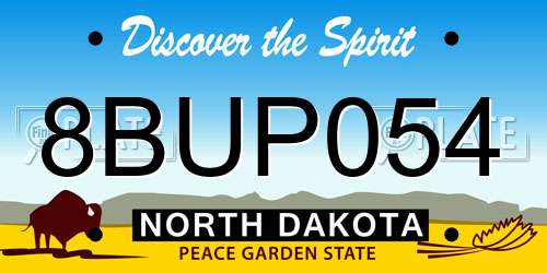 8BUP054 North Dakota License Plate