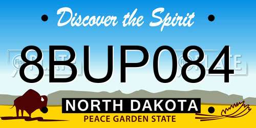 8BUP084 North Dakota License Plate