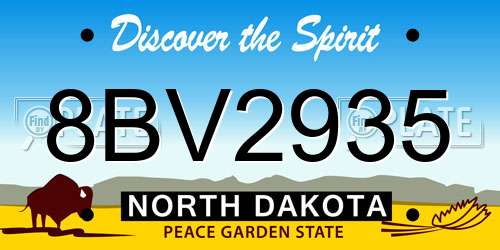 8BV2935 North Dakota License Plate