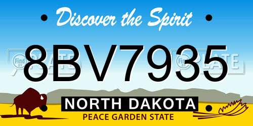 8BV7935 North Dakota License Plate