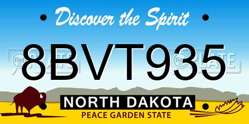 8BVT935 North Dakota License Plate