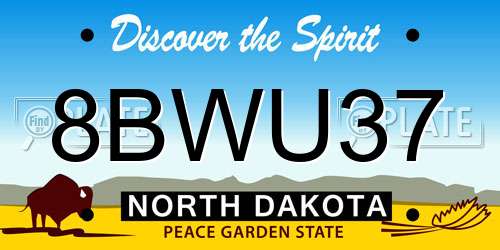 8BWU37 North Dakota License Plate