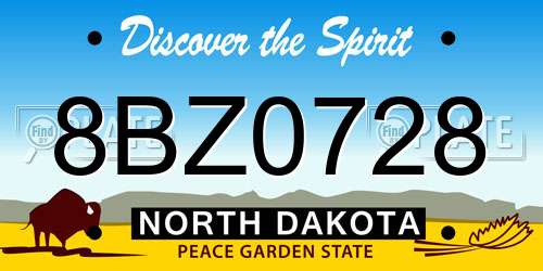 8BZ0728 North Dakota License Plate