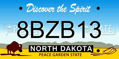 8BZB13 North Dakota License Plate