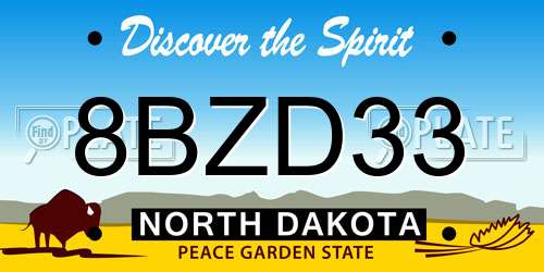8BZD33 North Dakota License Plate