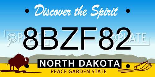 8BZF82 North Dakota License Plate