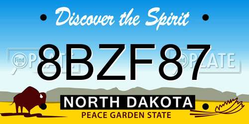 8BZF87 North Dakota License Plate