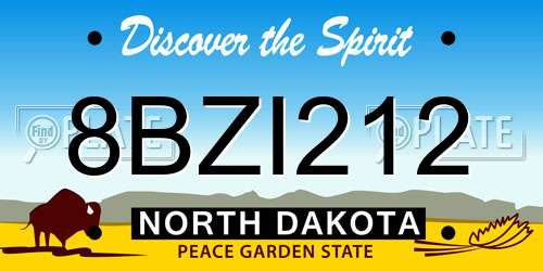 8BZI212 North Dakota License Plate