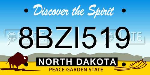 8BZI519 North Dakota License Plate