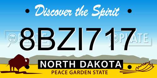 8BZI717 North Dakota License Plate