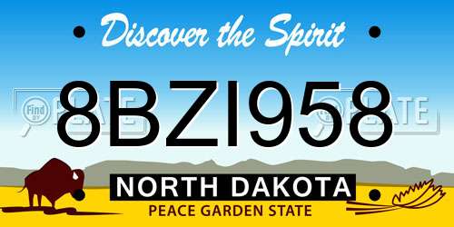 8BZI958 North Dakota License Plate