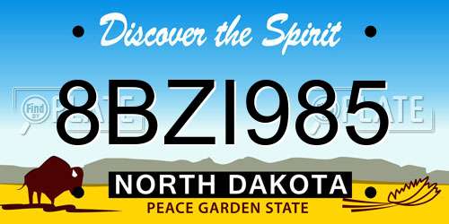 8BZI985 North Dakota License Plate